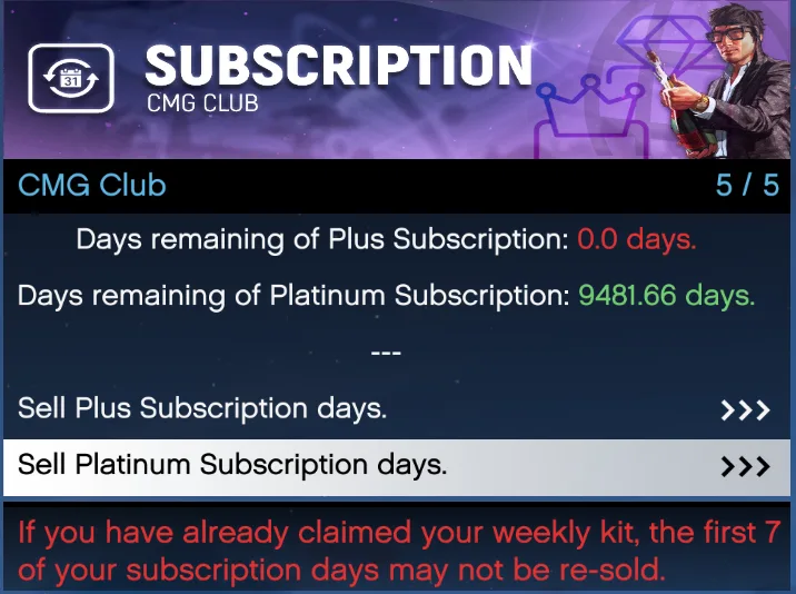 Manage your subscription menu